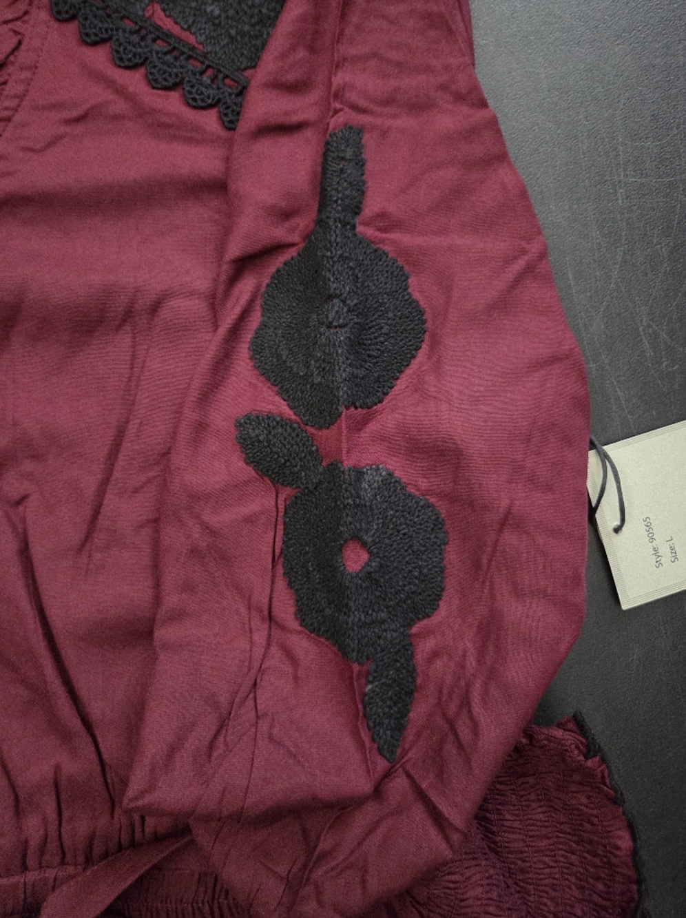 NWT - LEA Floral Embroidered Long Sleeve Fully Lined Midi Dress with Belt-Size L - Picture 6 of 16